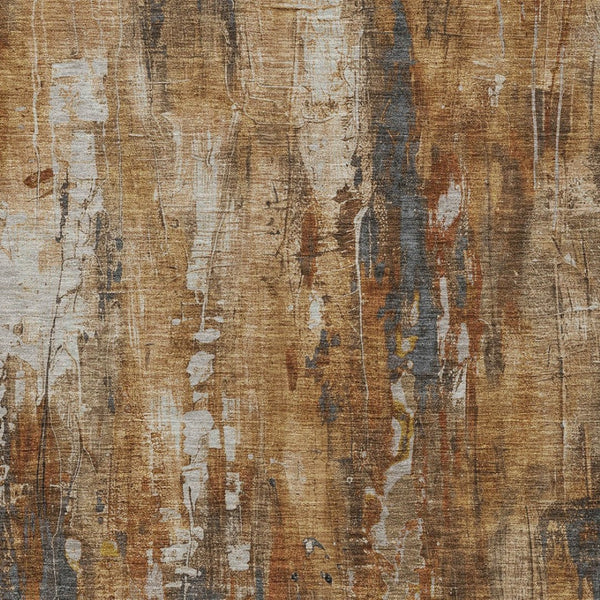 HomeRoots 5' Durable Abstract Area Rug in Rust Gray and Ivory - Washable for Indoor and Outdoor Use 8' X 10' 617665