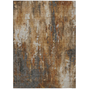 HomeRoots 5' Durable Abstract Area Rug in Rust Gray and Ivory - Washable for Indoor and Outdoor Use 10' X 14' 617667