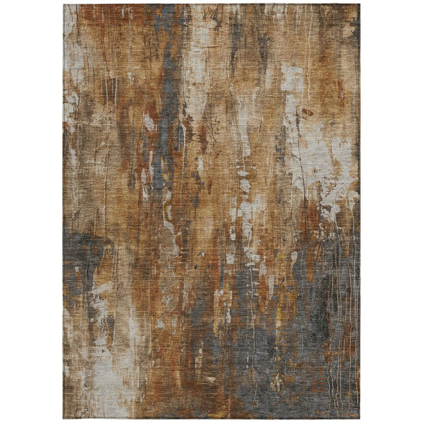 HomeRoots 5' Durable Abstract Area Rug in Rust Gray and Ivory - Washable for Indoor and Outdoor Use 10' X 14' 617667