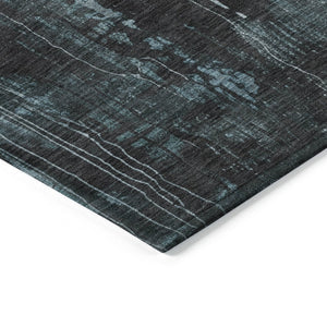 HomeRoots 5' Stylish Teal Blue Gray Ivory Abstract Washable Indoor Outdoor Area Rug for Modern Spaces 5' X 8' 617669