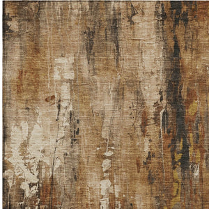 HomeRoots 5' Modern Abstract Taupe Gray and Ivory Area Rug – Washable, Durable for Indoor and Outdoor Spaces 5' X 8' 617675