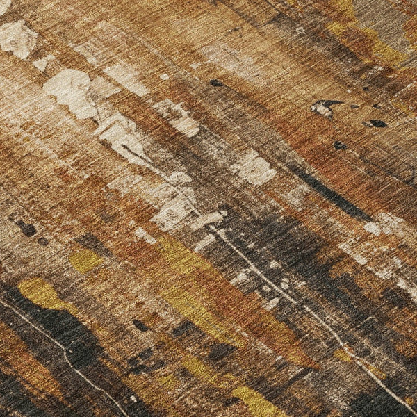 HomeRoots 5' Modern Abstract Taupe Gray and Ivory Area Rug – Washable, Durable for Indoor and Outdoor Spaces 8' Round 617676