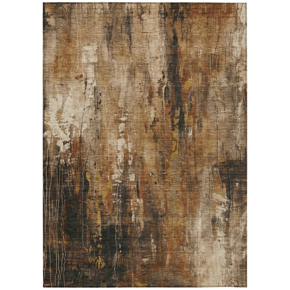 HomeRoots 5' Modern Abstract Taupe Gray and Ivory Area Rug – Washable, Durable for Indoor and Outdoor Spaces 8' X 10' 617677