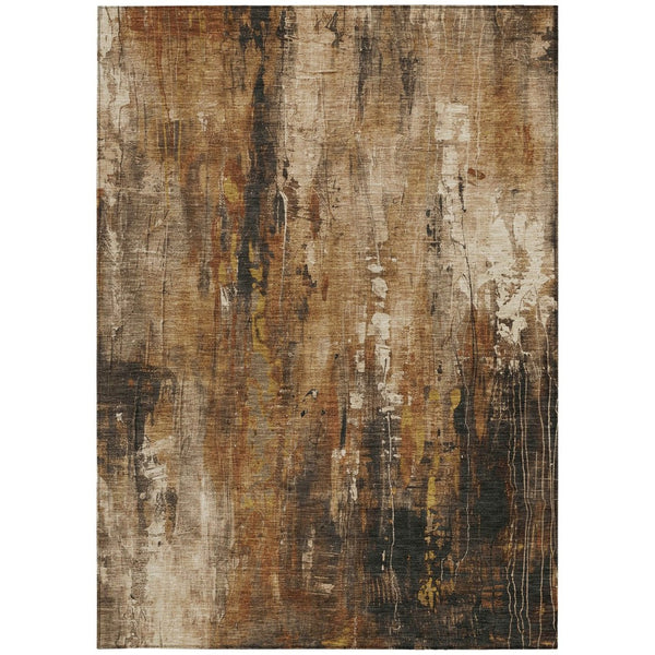 HomeRoots 9' X 12' Stylish Taupe Gray & Ivory Abstract Rug - Washable, Durable, Perfect for Indoor & Outdoor Use 617678