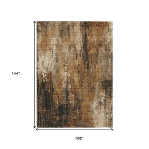 HomeRoots 9' X 12' Stylish Taupe Gray & Ivory Abstract Rug - Washable, Durable, Perfect for Indoor & Outdoor Use 617678