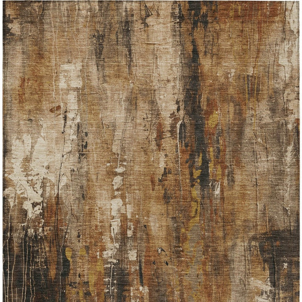 HomeRoots 9' X 12' Stylish Taupe Gray & Ivory Abstract Rug - Washable, Durable, Perfect for Indoor & Outdoor Use 617678
