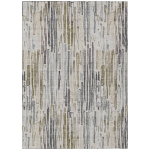 HomeRoots 5' Versatile Beige and Gray Striped Area Rug - Machine Washable, Durable for Indoor and Outdoor Use 5' X 8' 617687