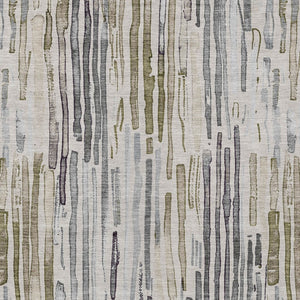 HomeRoots 5' Versatile Beige and Gray Striped Area Rug - Machine Washable, Durable for Indoor and Outdoor Use 10' X 14' 617691