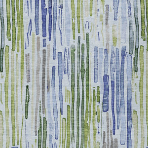 HomeRoots 5' Striped Washable Indoor Outdoor Area Rug in Sky Blue and Fern Green – Durable and Stylish Décor 10' X 14' 617697