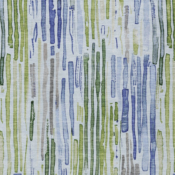 HomeRoots 5' Striped Washable Indoor Outdoor Area Rug in Sky Blue and Fern Green – Durable and Stylish Décor 10' X 14' 617697