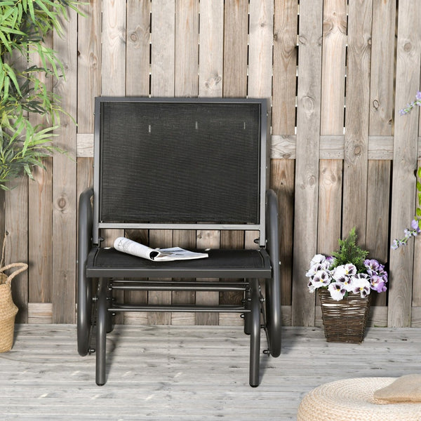 English Elm Outsunny Outdoor Glider Swing Chair – Durable Metal Frame With Breathable Mesh For Patios & Gardens W2225P217101-GIGA