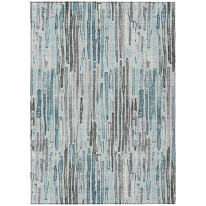 HomeRoots 5' Durable Teal Blue and Gray Striped Area Rug - Stylish, Washable, Indoor & Outdoor Comfort Solution 8' X 10' 617701