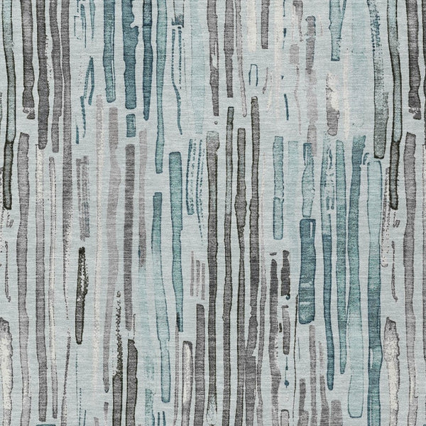 HomeRoots 5' Durable Teal Blue and Gray Striped Area Rug - Stylish, Washable, Indoor & Outdoor Comfort Solution 9' X 12' 617702