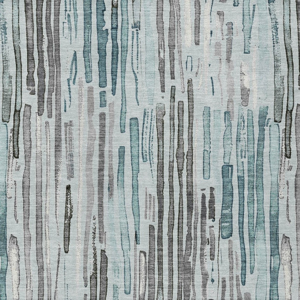 HomeRoots 5' Durable Teal Blue and Gray Striped Area Rug - Stylish, Washable, Indoor & Outdoor Comfort Solution 10' X 14' 617703