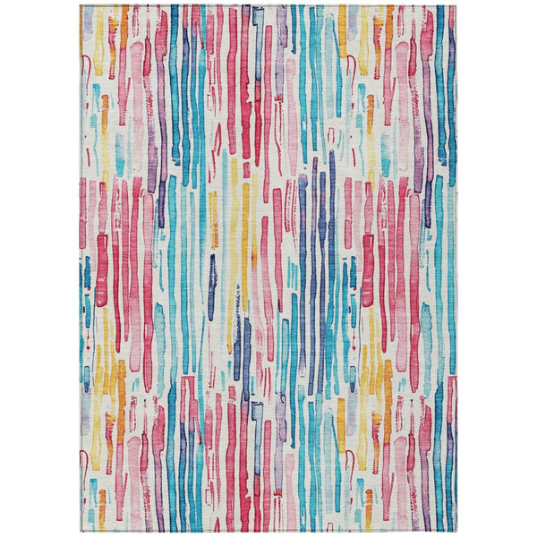 HomeRoots 5' Vibrant Striped Washable Area Rug – Perfect for Indoor & Outdoor Use, Stain-Resistant, Durable Design 8' X 10' 617707