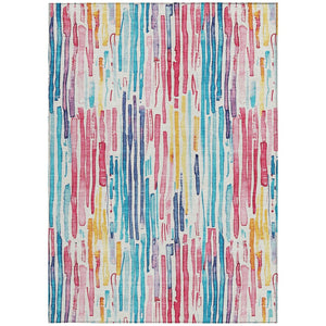 HomeRoots 5' Vibrant Striped Washable Area Rug – Perfect for Indoor & Outdoor Use, Stain-Resistant, Durable Design 8' X 10' 617707