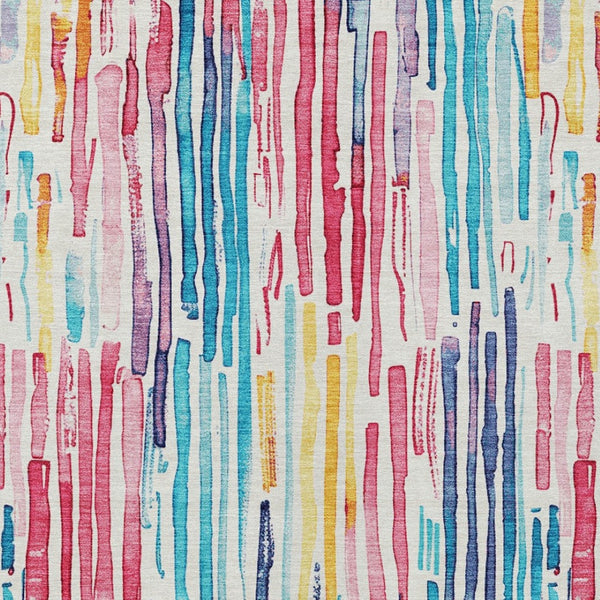 HomeRoots 5' Vibrant Striped Washable Area Rug – Perfect for Indoor & Outdoor Use, Stain-Resistant, Durable Design 10' X 14' 617709
