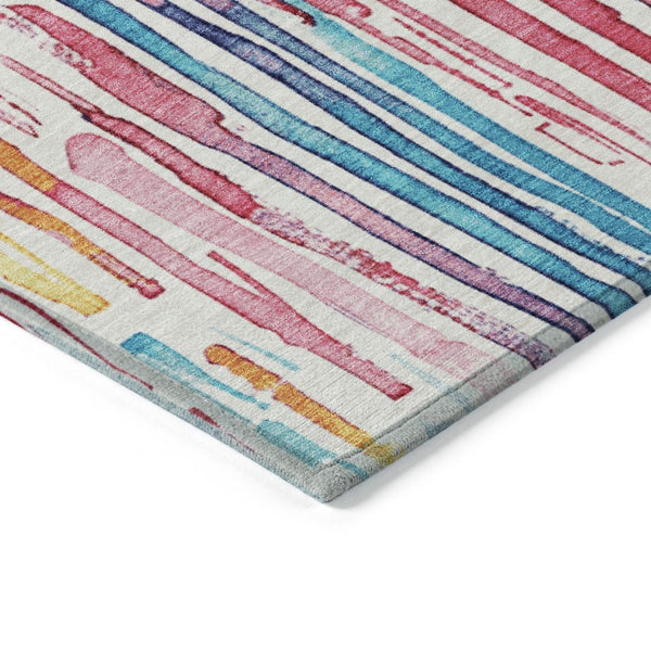 HomeRoots 5' Vibrant Striped Washable Area Rug – Perfect for Indoor & Outdoor Use, Stain-Resistant, Durable Design 10' X 14' 617709