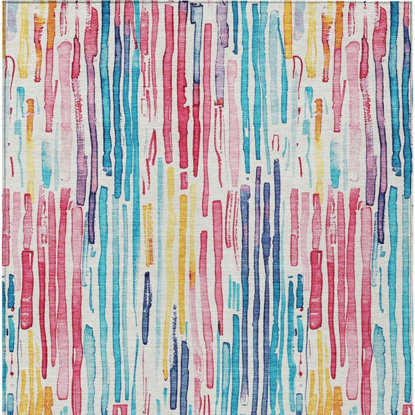 HomeRoots 5' Vibrant Striped Washable Area Rug – Perfect for Indoor & Outdoor Use, Stain-Resistant, Durable Design 10' X 14' 617709