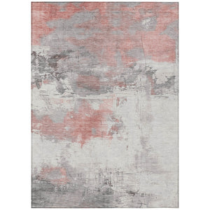 HomeRoots 5' Coral and Gray Abstract Area Rug - Stylish, Washable, Durable for Indoor and Outdoor Spaces 8' X 10' 617719