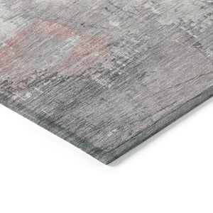 HomeRoots 5' Coral and Gray Abstract Area Rug - Stylish, Washable, Durable for Indoor and Outdoor Spaces 8' X 10' 617719