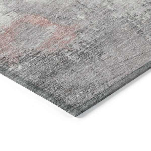 HomeRoots 5' Coral and Gray Abstract Area Rug - Stylish, Washable, Durable for Indoor and Outdoor Spaces 9' X 12' 617720