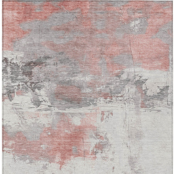 HomeRoots 5' Coral and Gray Abstract Area Rug - Stylish, Washable, Durable for Indoor and Outdoor Spaces 10' X 14' 617721