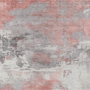 HomeRoots 5' Coral and Gray Abstract Area Rug - Stylish, Washable, Durable for Indoor and Outdoor Spaces 10' X 14' 617721