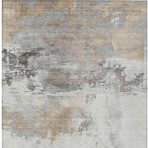 HomeRoots 5' Abstract Ivory and Gray Washable Area Rug for Indoor and Outdoor Use, Durable and Stylish Design 5' X 8' 617735