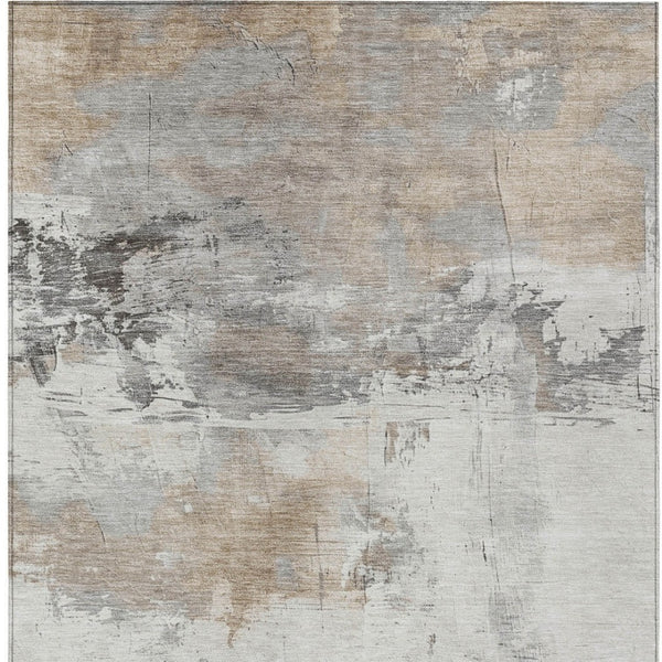 HomeRoots 5' Abstract Ivory and Gray Washable Area Rug for Indoor and Outdoor Use, Durable and Stylish Design 9' X 12' 617738