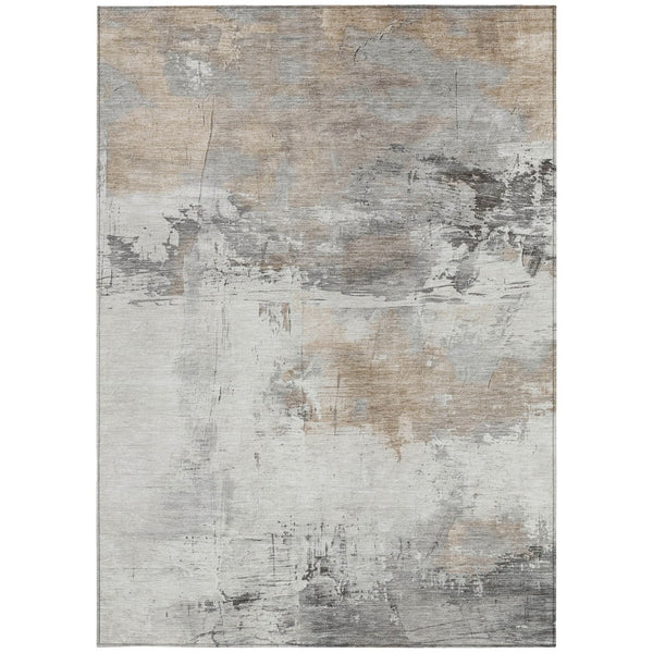 HomeRoots 5' Abstract Ivory and Gray Washable Area Rug for Indoor and Outdoor Use, Durable and Stylish Design 10' X 14' 617739