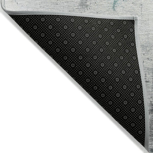 HomeRoots 5' Teal Blue and Gray Abstract Area Rug - Modern, Washable Indoor-Outdoor Design for Versatile Spaces 8' X 10' 617743