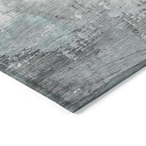 HomeRoots 5' Teal Blue and Gray Abstract Area Rug - Modern, Washable Indoor-Outdoor Design for Versatile Spaces 8' X 10' 617743