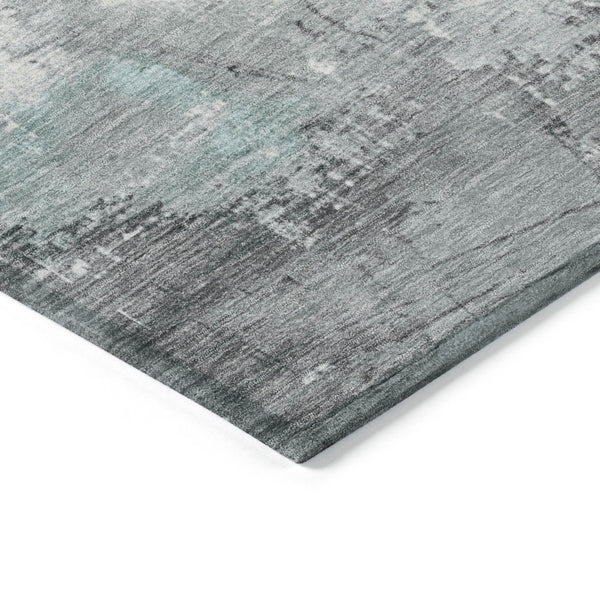 HomeRoots 5' Teal Blue and Gray Abstract Area Rug - Modern, Washable Indoor-Outdoor Design for Versatile Spaces 8' X 10' 617743