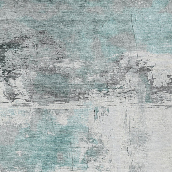 HomeRoots 9' X 12' Teal Blue and Gray Abstract Area Rug - Stylish, Washable Indoor/Outdoor Decor for Any Space 617744