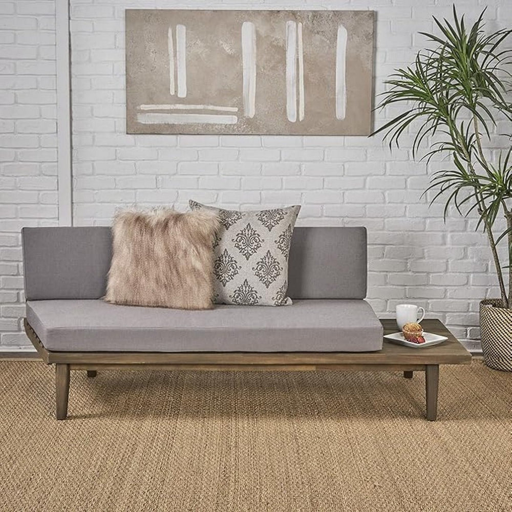 English Elm Hillcrest Solid Acacia Corner Sofa with Built-in Side Table for Outdoor Living 61288.00R