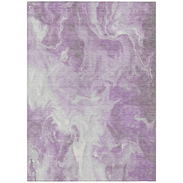 HomeRoots 5' Modern Lavender and Ivory Abstract Area Rug - Washable, Durable for Indoor and Outdoor Spaces 5' X 8' 617783