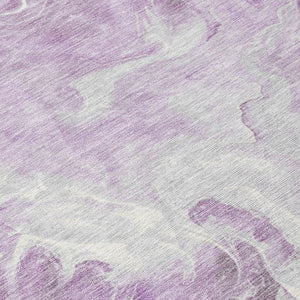 HomeRoots 5' Modern Lavender and Ivory Abstract Area Rug - Washable, Durable for Indoor and Outdoor Spaces 8' Round 617784