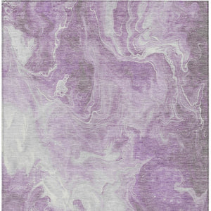 HomeRoots 5' Modern Lavender and Ivory Abstract Area Rug - Washable, Durable for Indoor and Outdoor Spaces 8' X 10' 617785