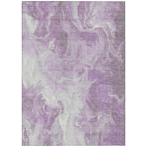 HomeRoots 5' Modern Lavender and Ivory Abstract Area Rug - Washable, Durable for Indoor and Outdoor Spaces 8' X 10' 617785