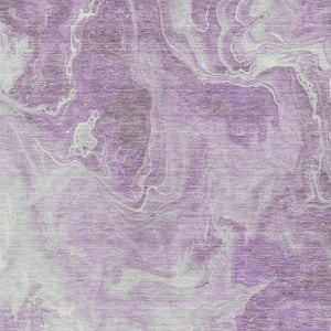 HomeRoots 5' Modern Lavender and Ivory Abstract Area Rug - Washable, Durable for Indoor and Outdoor Spaces 9' X 12' 617786