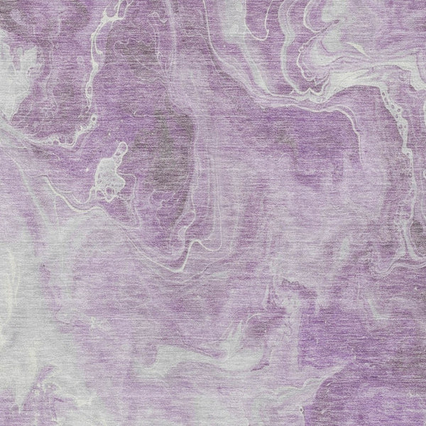 HomeRoots 5' Modern Lavender and Ivory Abstract Area Rug - Washable, Durable for Indoor and Outdoor Spaces 9' X 12' 617786