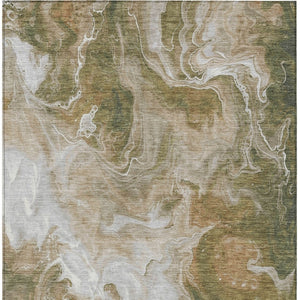 HomeRoots 5' Modern Brown and Ivory Abstract Area Rug - Washable, Durable for Indoor and Outdoor Spaces 5' X 8' 617789
