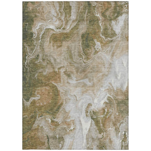 HomeRoots 5' Modern Brown and Ivory Abstract Area Rug - Washable, Durable for Indoor and Outdoor Spaces 8' X 10' 617791
