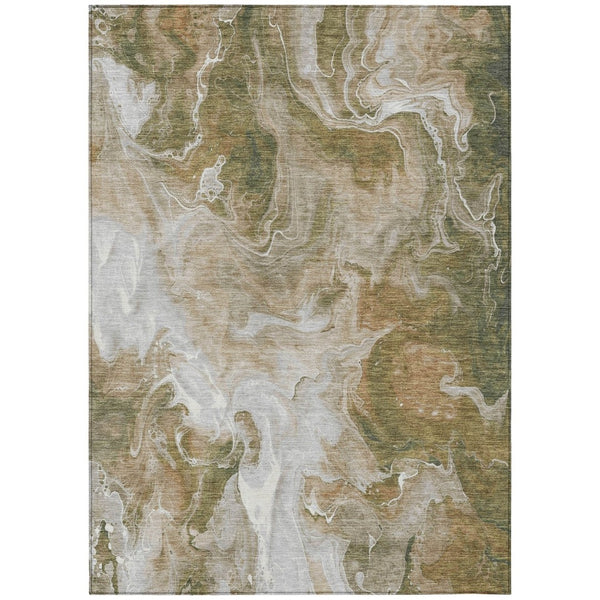 HomeRoots 5' Modern Brown and Ivory Abstract Area Rug - Washable, Durable for Indoor and Outdoor Spaces 9' X 12' 617792