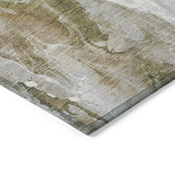 HomeRoots 5' Modern Brown and Ivory Abstract Area Rug - Washable, Durable for Indoor and Outdoor Spaces 9' X 12' 617792