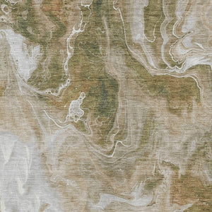 HomeRoots 5' Modern Brown and Ivory Abstract Area Rug - Washable, Durable for Indoor and Outdoor Spaces 10' X 14' 617793