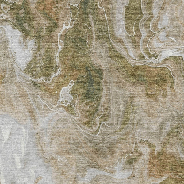 HomeRoots 5' Modern Brown and Ivory Abstract Area Rug - Washable, Durable for Indoor and Outdoor Spaces 10' X 14' 617793