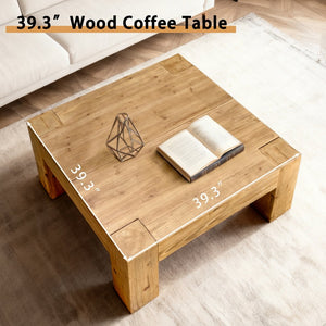 English Elm Coffee Table Solid Wood Square Low Profile Wabi-sabi Living Room Natural Grain W3306P404635