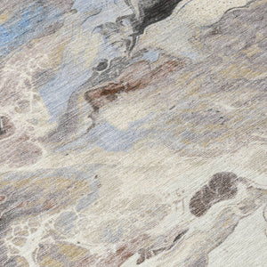 Homeroots 3' Abstract Washable Area Rug - Stylish Indoor Outdoor Design, Durable, Stain Resistant, Versatile Beige Polyester 617814